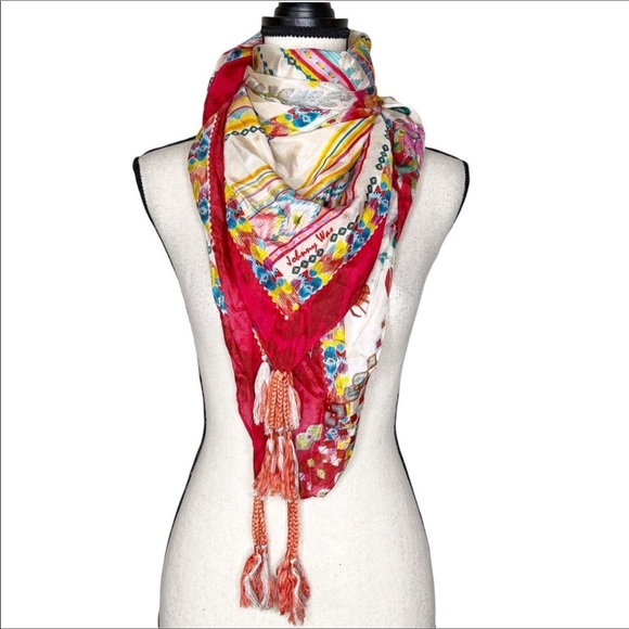 ✨Johnny Was Tassel Rose Scarf✨ - Picture 3 of 7
